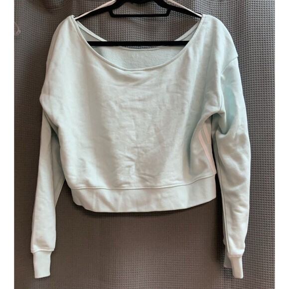 Adidas 2000‎ Luxe Slouchy Crew Sweatshirt  Sweater Women's Size Medium Halo Mint - Picture 2 of 6